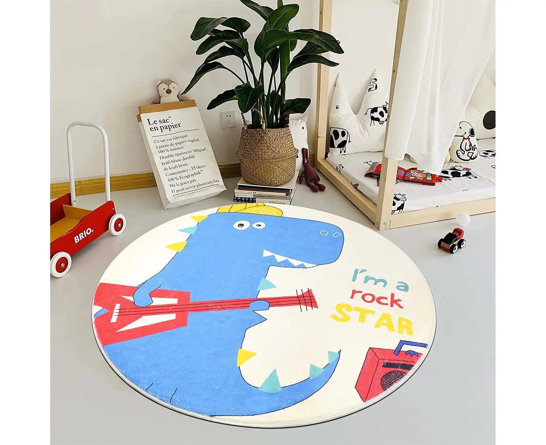 Babies Room Carpet 91cm Round Dinosaur Carpet Cute Bedroom Rug Boys Room Decor Non Slip Babies Rug Babies Play Mat Wholesale Hub