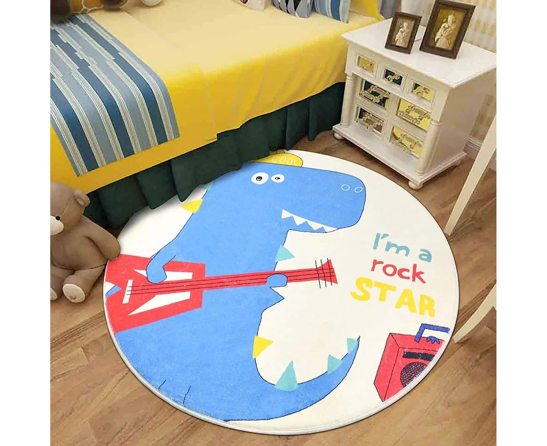 Babies Room Carpet 91cm Round Dinosaur Carpet Cute Bedroom Rug Boys Room Decor Non Slip Babies Rug Babies Play Mat Wholesale Hub