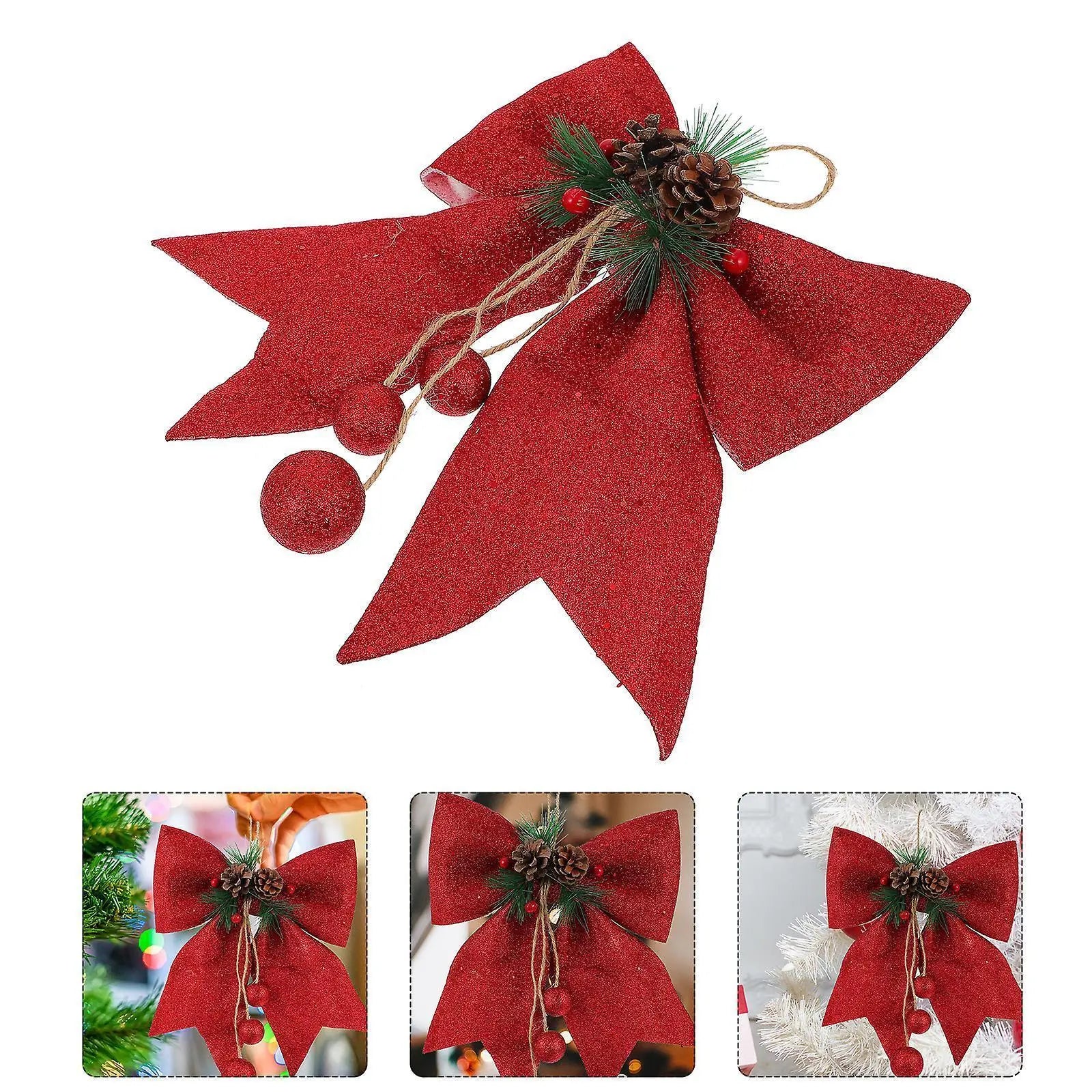 1Pc Glitter Xmas Bowknot Decorative Bowknot Foam Balls Props Festival Party Adornment Wholesale Hub