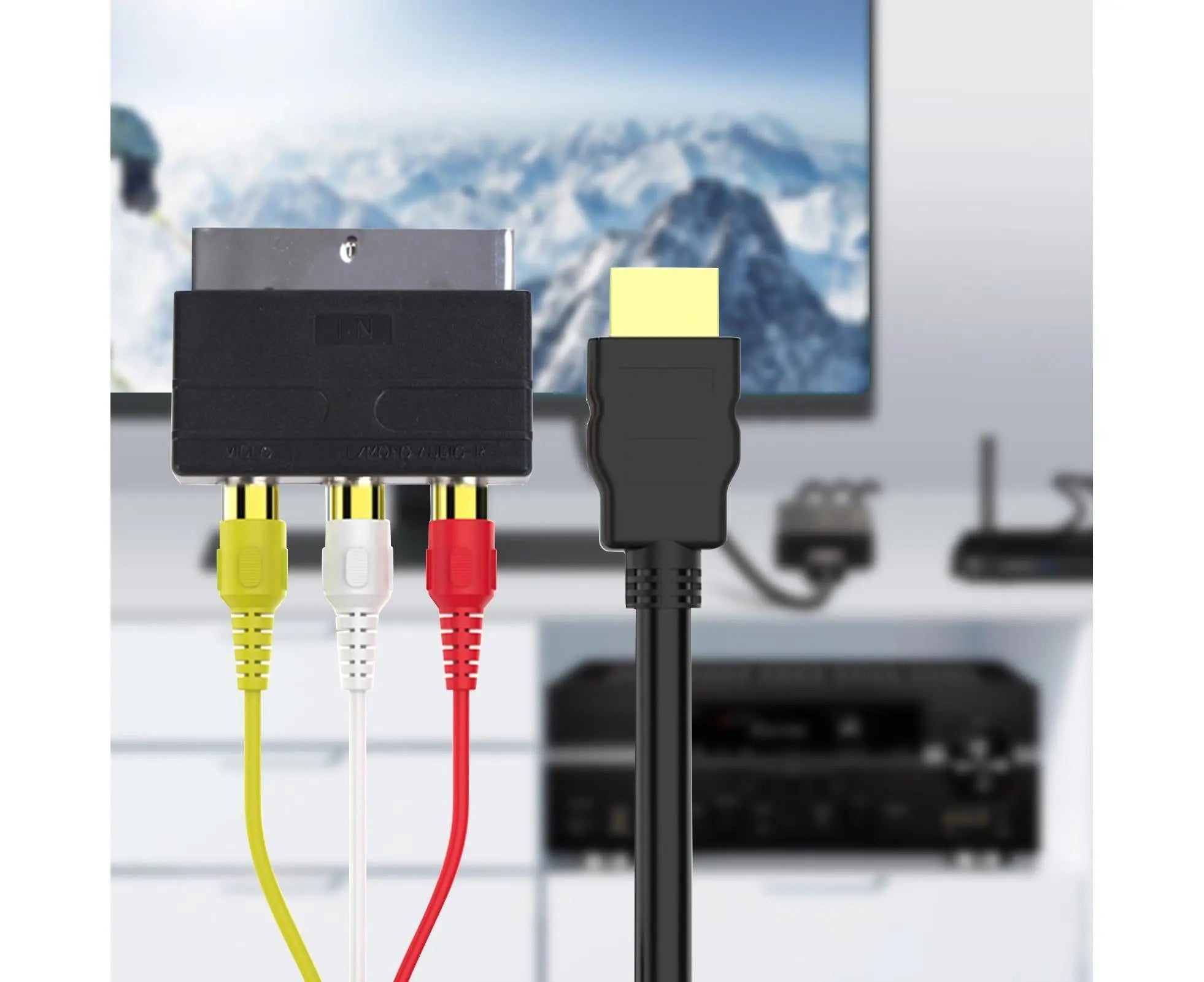2Pcs/Set RCA Cable HDMI-compatible Male to 3 RCA PVC 3 RCA to SCART Adapter for TV - Black Wholesale Hub