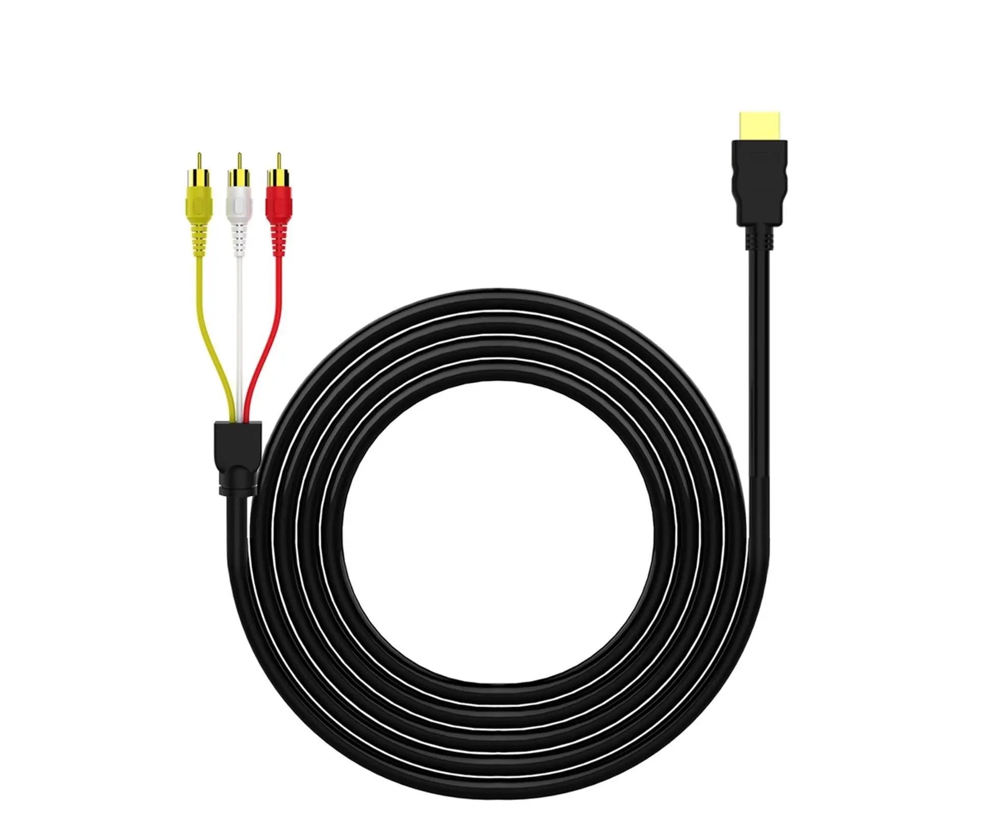 2Pcs/Set RCA Cable HDMI-compatible Male to 3 RCA PVC 3 RCA to SCART Adapter for TV - Black Wholesale Hub