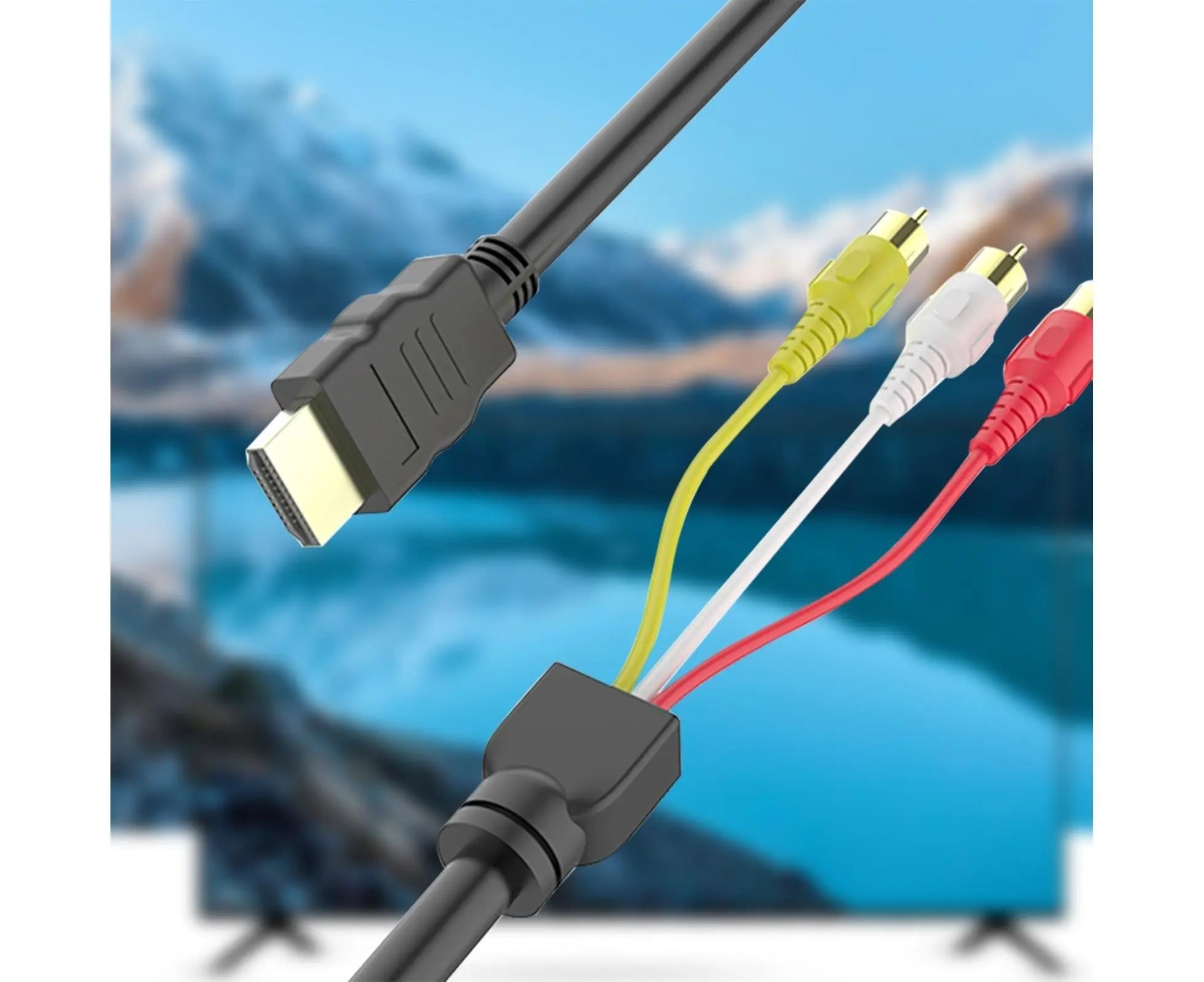 2Pcs/Set RCA Cable HDMI-compatible Male to 3 RCA PVC 3 RCA to SCART Adapter for TV - Black Wholesale Hub