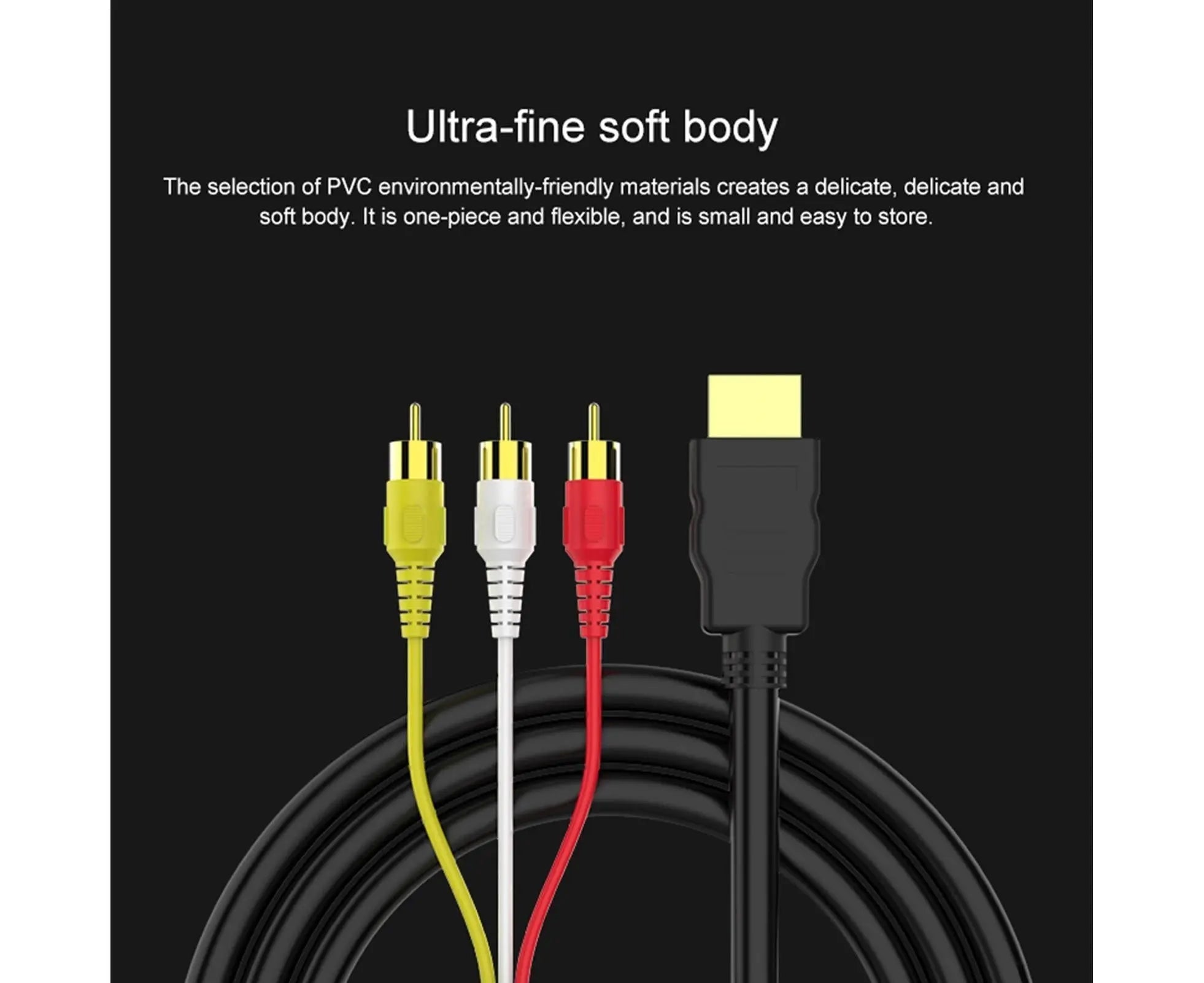 2Pcs/Set RCA Cable HDMI-compatible Male to 3 RCA PVC 3 RCA to SCART Adapter for TV - Black Wholesale Hub