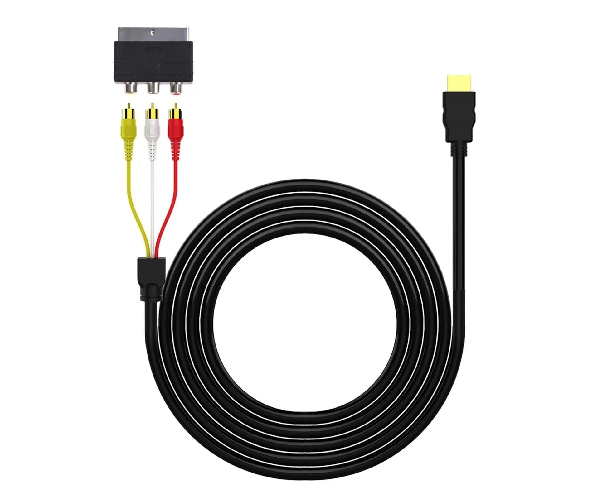 2Pcs/Set RCA Cable HDMI-compatible Male to 3 RCA PVC 3 RCA to SCART Adapter for TV - Black Wholesale Hub