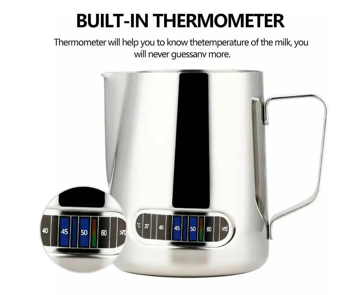 600ml Milk Frothing Thermometer Espresso Coffee Pitcher Stainless Steel Jug Wholesale Hub
