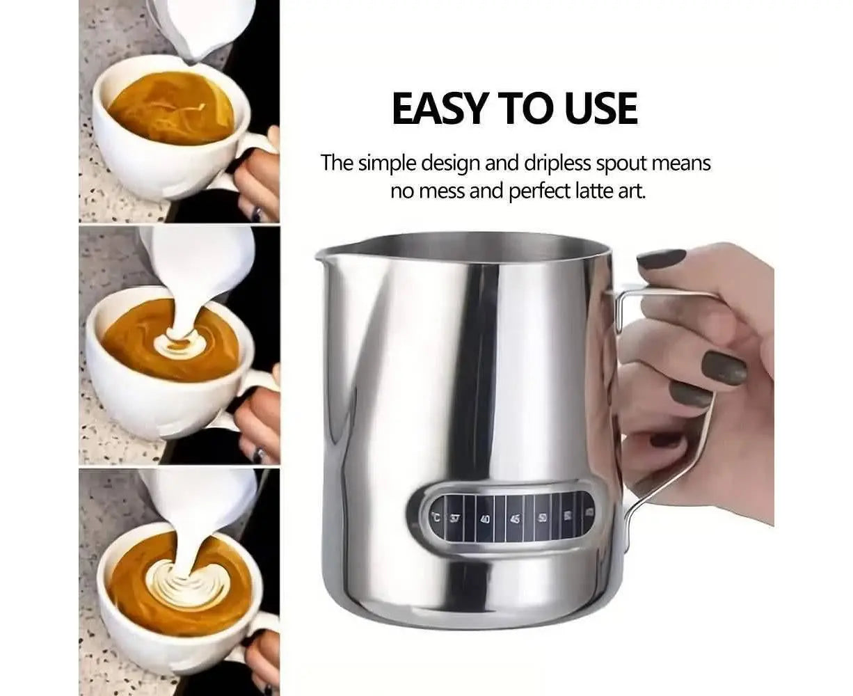 600ml Milk Frothing Thermometer Espresso Coffee Pitcher Stainless Steel Jug Wholesale Hub