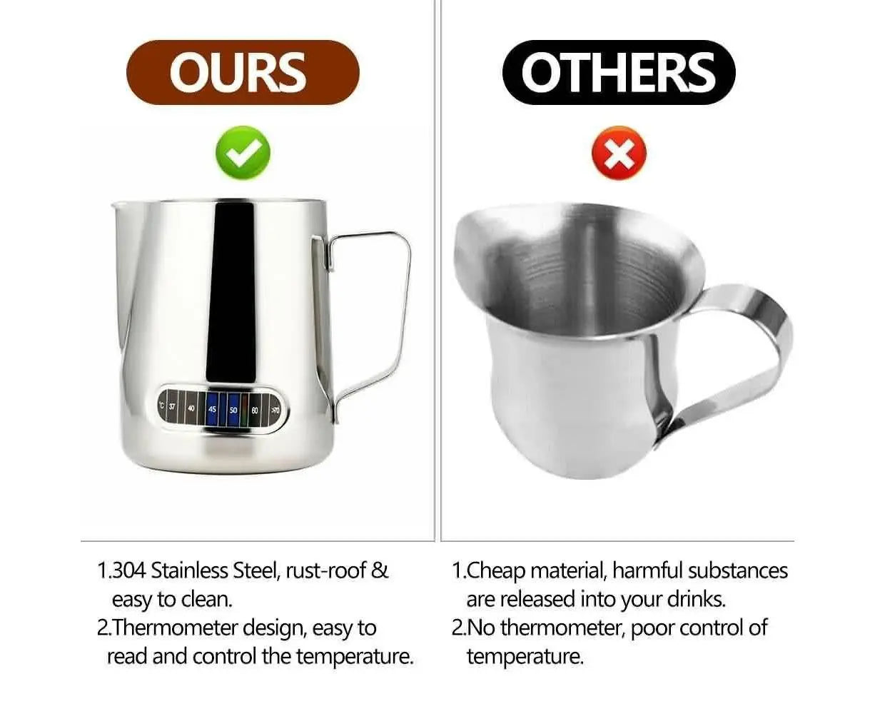 600ml Milk Frothing Thermometer Espresso Coffee Pitcher Stainless Steel Jug Wholesale Hub