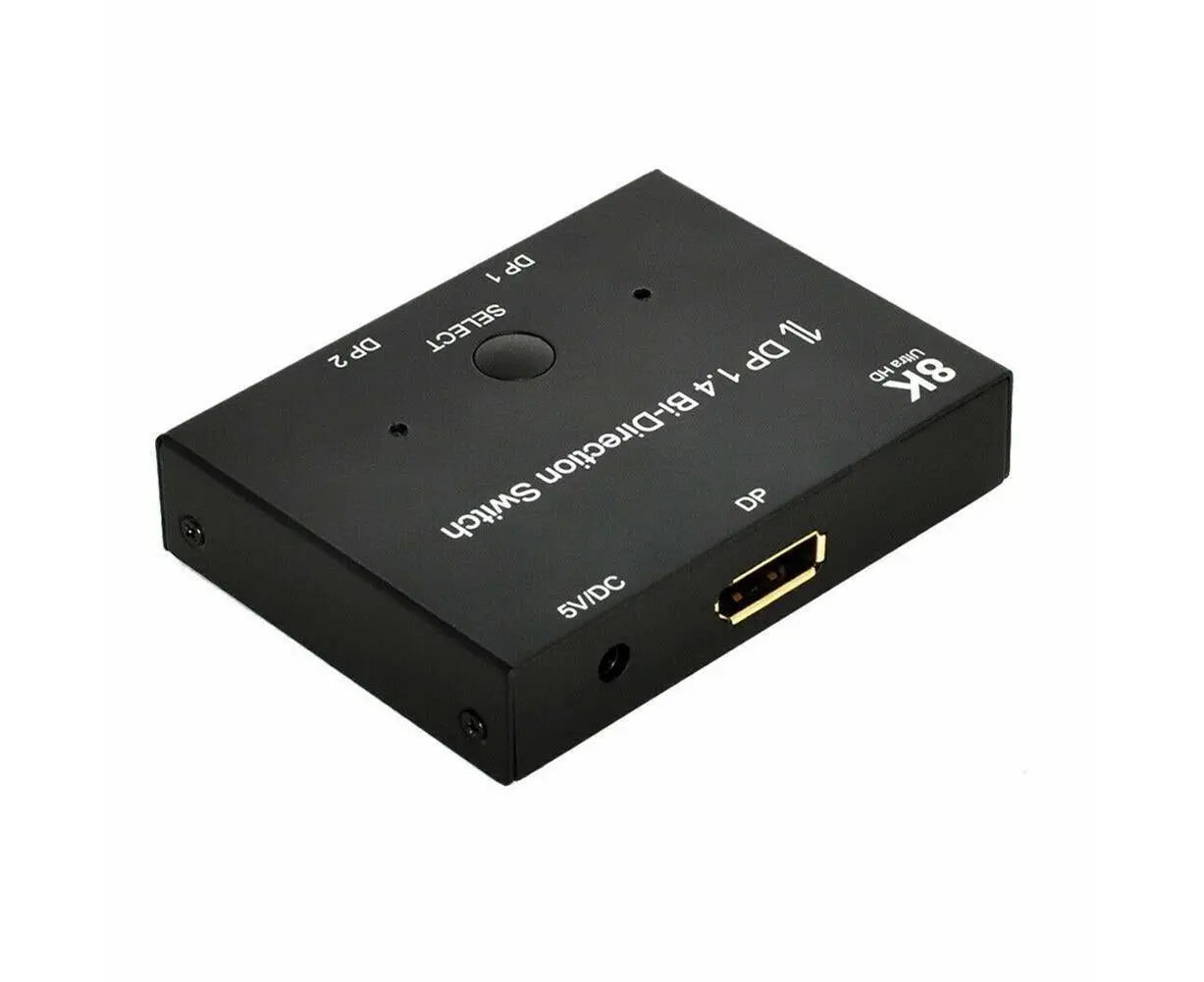 8K DP 1 In 2 Out Displayport Splitter Switch for HDTV Graphics Card Computer - Black Wholesale Hub