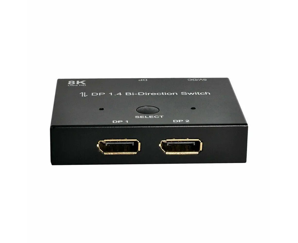 8K DP 1 In 2 Out Displayport Splitter Switch for HDTV Graphics Card Computer - Black Wholesale Hub