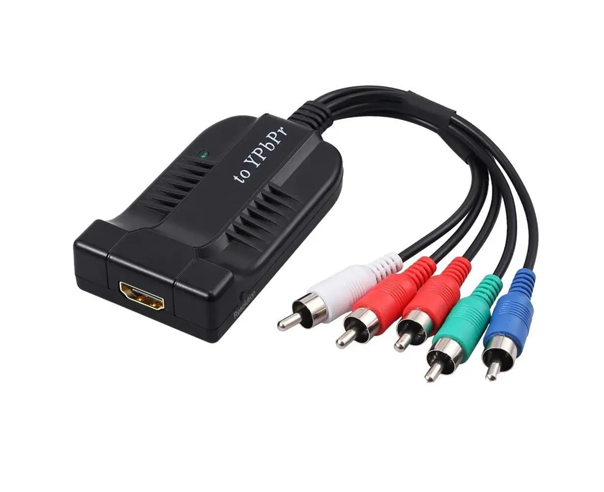 HDMI-compatible to 1080p Component Video YPbPr 5RCA RGB Converter Adapter R/L Audio Output - Black Wholesale Hub