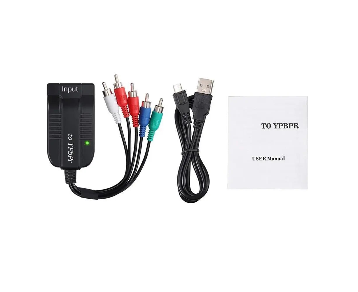 HDMI-compatible to 1080p Component Video YPbPr 5RCA RGB Converter Adapter R/L Audio Output - Black Wholesale Hub