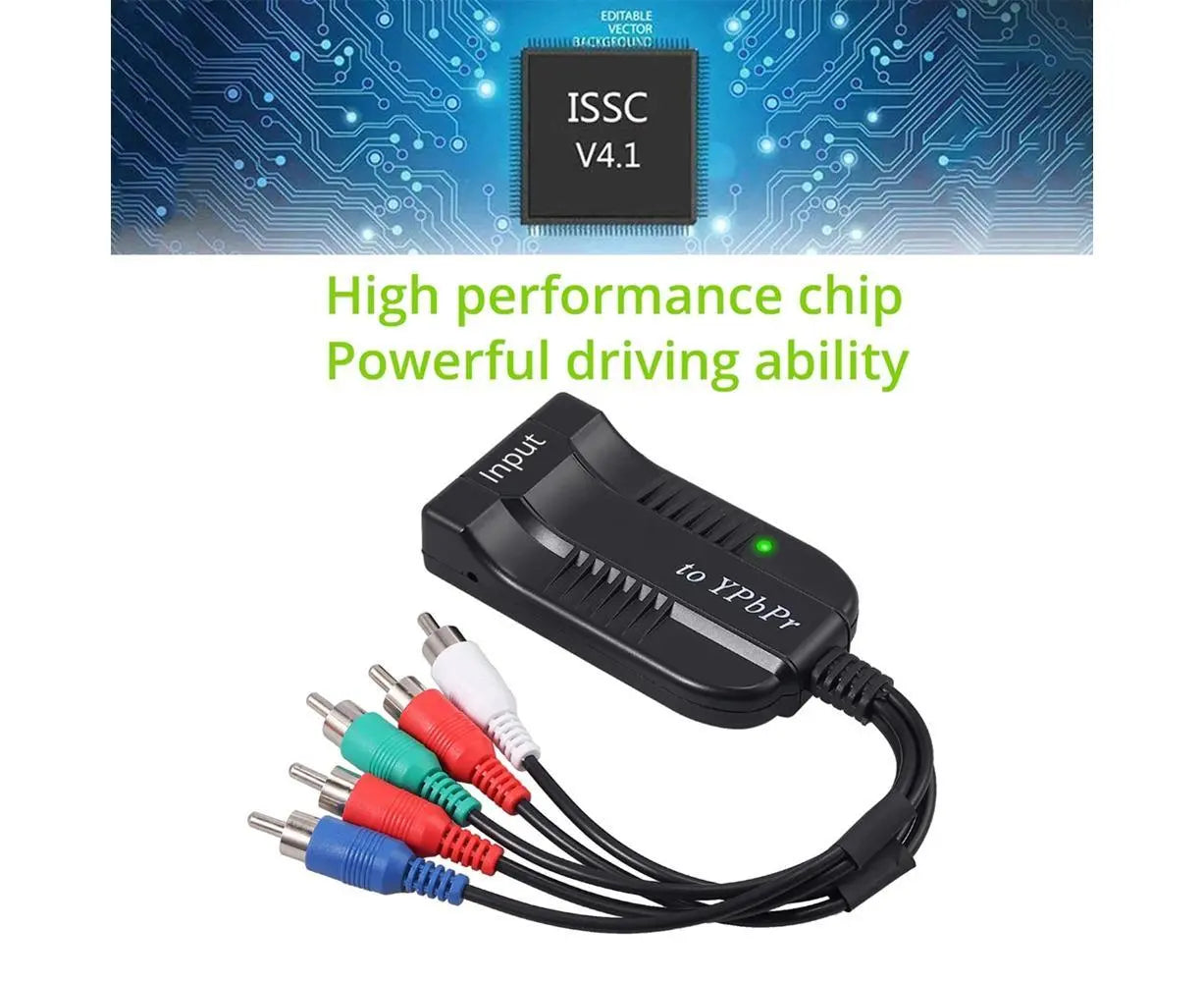 HDMI-compatible to 1080p Component Video YPbPr 5RCA RGB Converter Adapter R/L Audio Output - Black Wholesale Hub