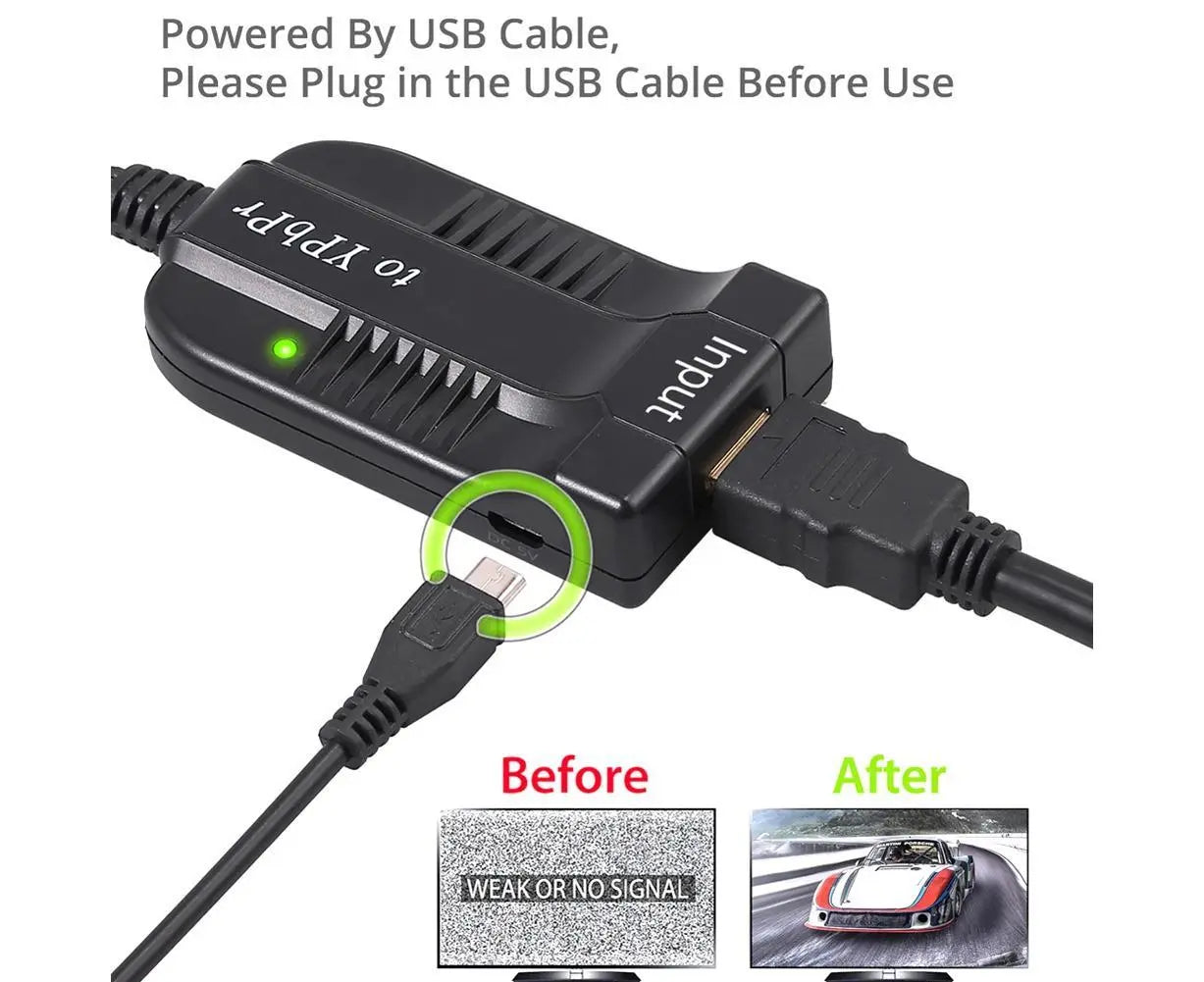 HDMI-compatible to 1080p Component Video YPbPr 5RCA RGB Converter Adapter R/L Audio Output - Black Wholesale Hub