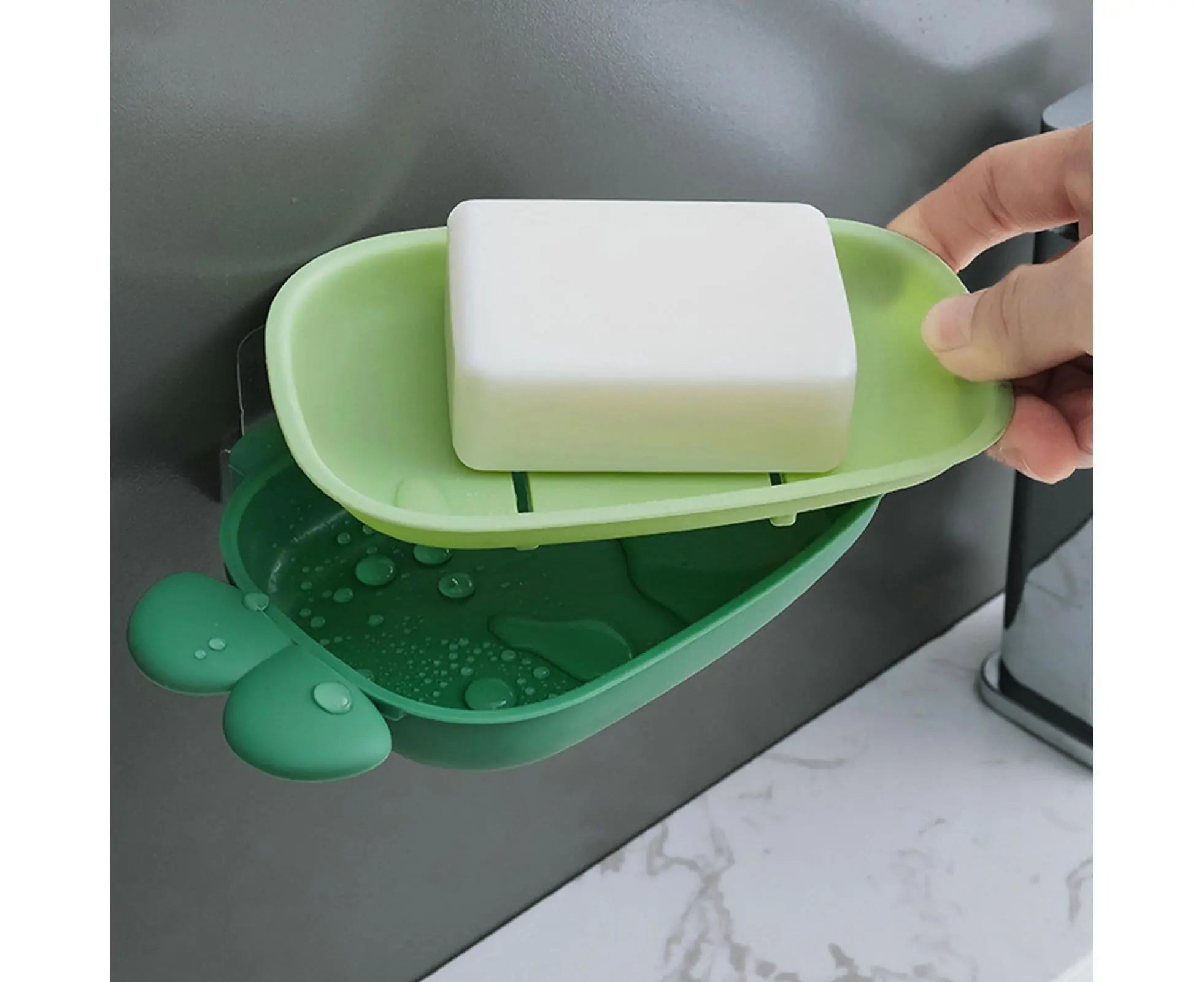 Soap Box Double Layer Punch-free PP Wall Mount Home Soap Dishes for Bathroom-Green Wholesale Hub