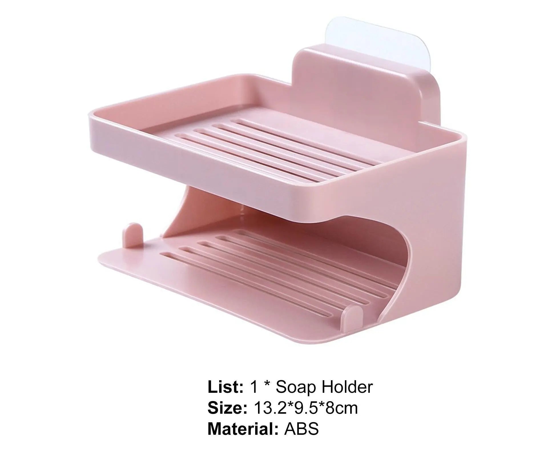 Soap Holder Double Deck Wall Mount No Punching Trace Free Non-slip Storage ABS Self Draining Soap Rack Bathroom Supplies-Pink Wholesale Hub