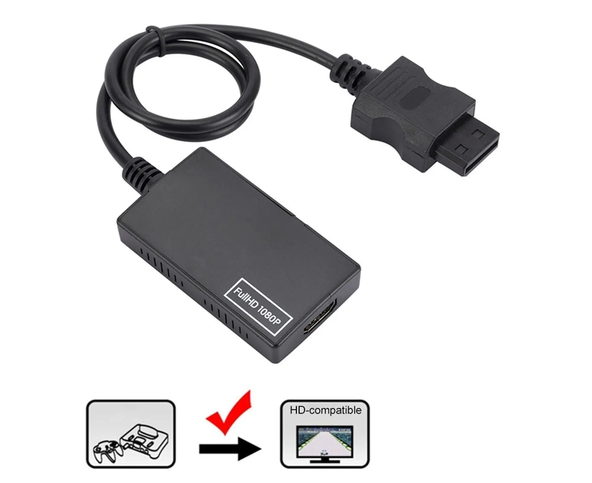 WII2 to HDMI-compatible Converter Portable 3.5mm Audio Jack Plug and Play High Clarity WII2 to HDMI-compatible Adapter for TV - Black Wholesale Hub