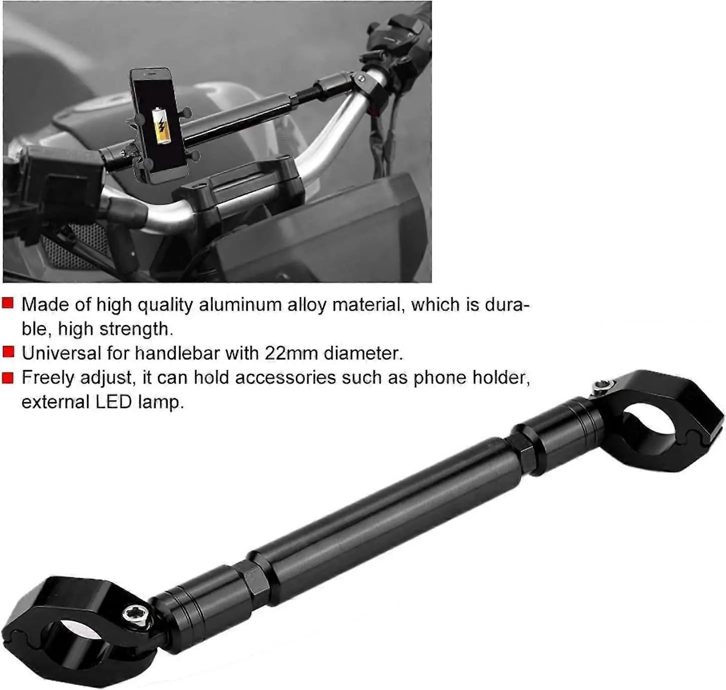 1Pcs Motorcycle Balance Bar Motorcycle Handlebar Big Car Modified Aluminum Alloy Motorcycle Balance Handlebar Cross Bar Motorcycle Accessories (Black) Wholesale Hub