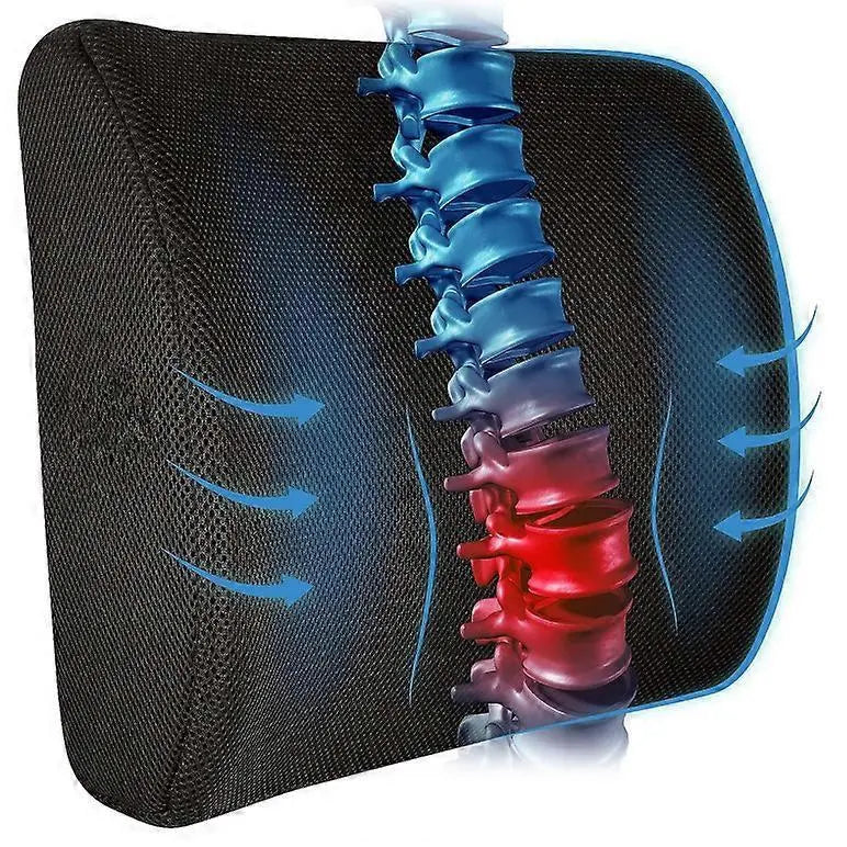 Memory Foam Lumbar Cushion Posture Corrector Vehicle Seat Home Office Chair (Black) Wholesale Hub