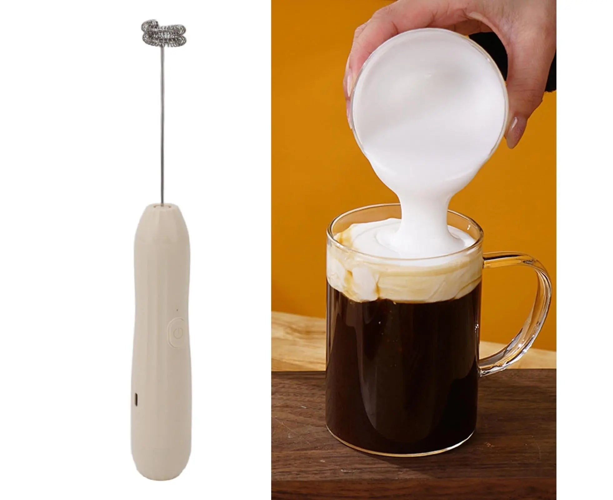 Khaki Rechargeable Milk Frother, Coffee Mixer for Lattes & Hot Chocolate Wholesale Hub