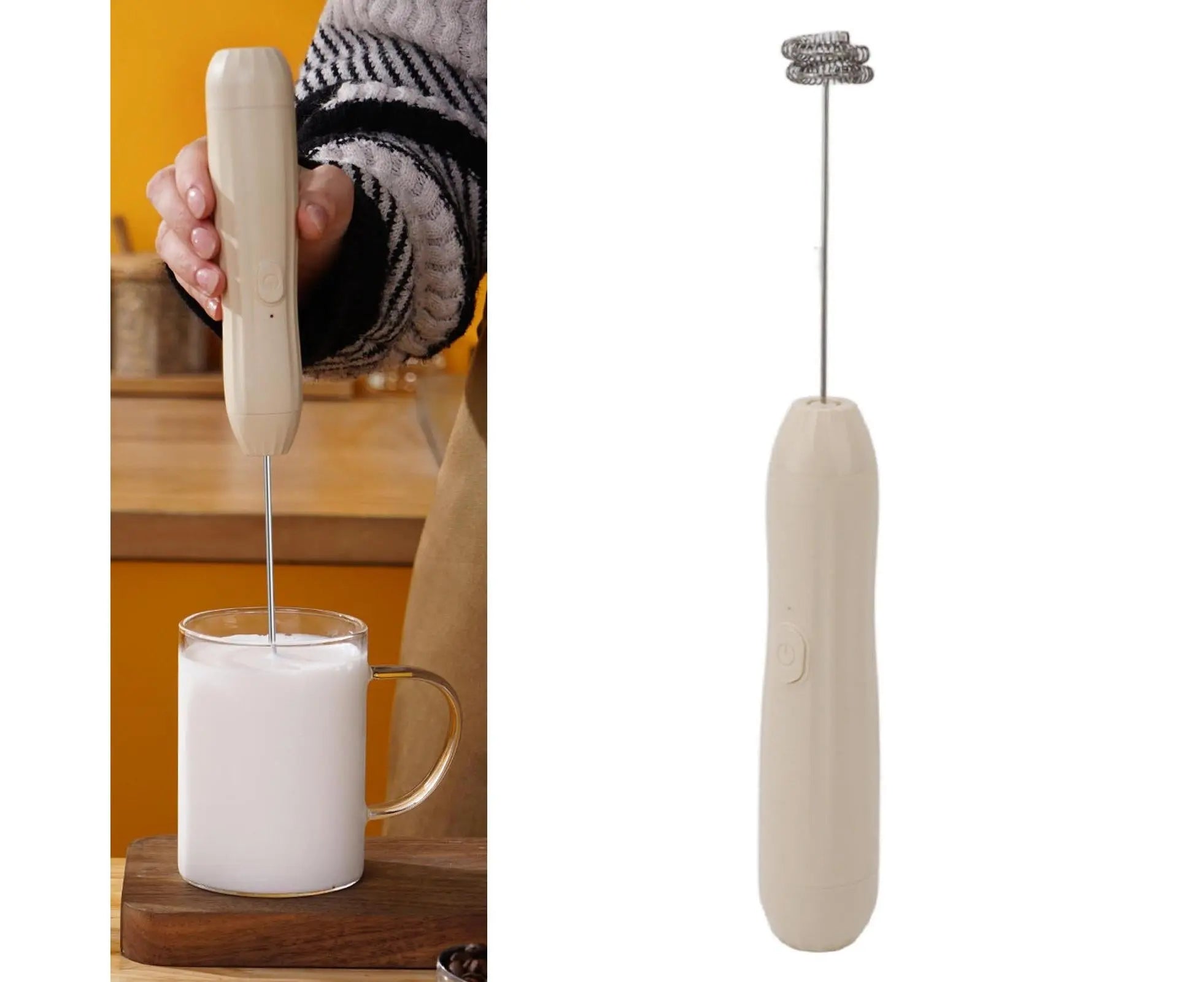 Khaki Rechargeable Milk Frother, Coffee Mixer for Lattes & Hot Chocolate Wholesale Hub