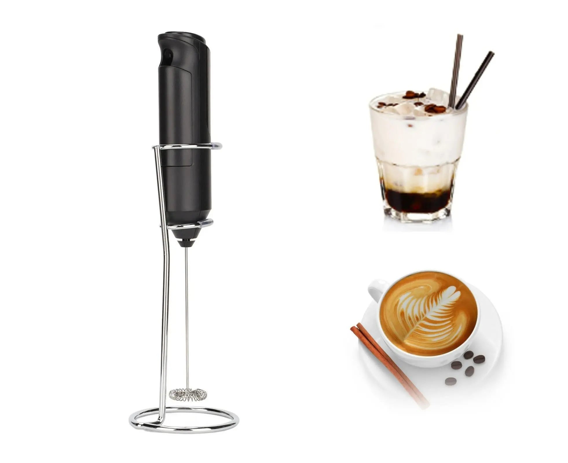 Stainless Steel Handheld Milk Frother, Electric Whisk & Drink Mixer with Bracket for Coffee Wholesale Hub