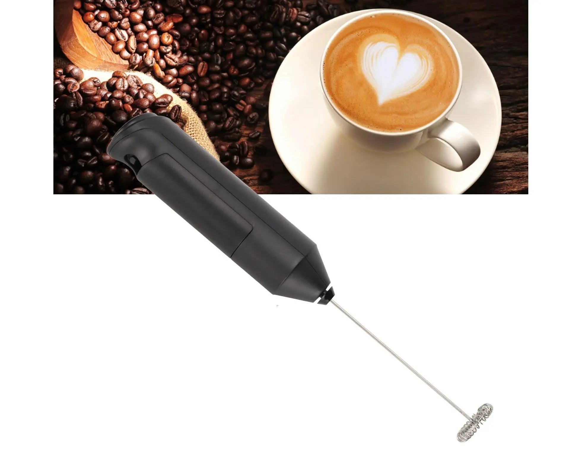 Stainless Steel Handheld Milk Frother, Electric Whisk & Drink Mixer with Bracket for Coffee Wholesale Hub