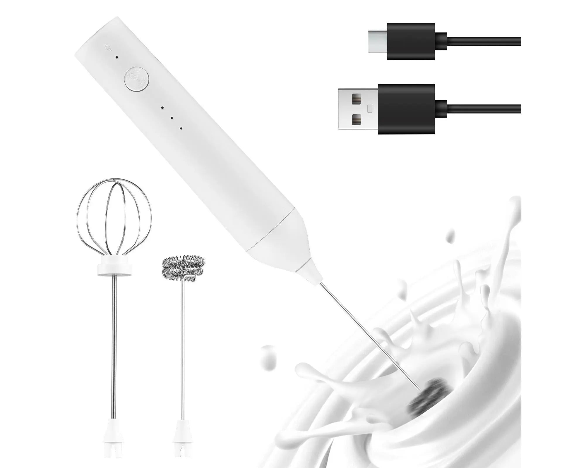 Electric Milk Frother, Rechargeable Handheld Foam Maker, 3 Adjustable Speed Levels, Standable Whisk for Coffee & Cream Wholesale Hub