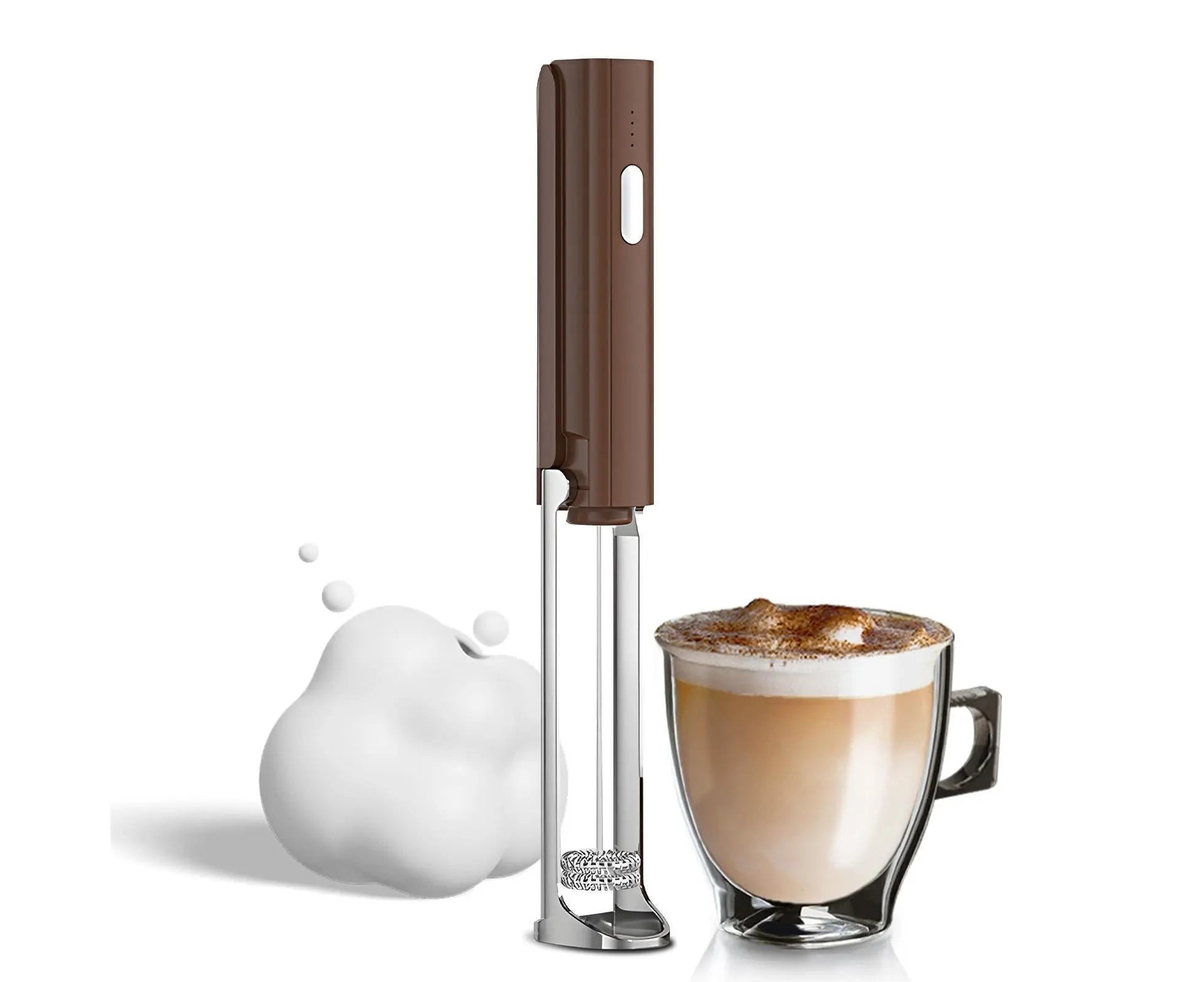 Electric Milk Frother, Rechargeable Handheld Foam Maker, 3 Adjustable Levels, Hangable & Foldable Whisk for Coffee Wholesale Hub