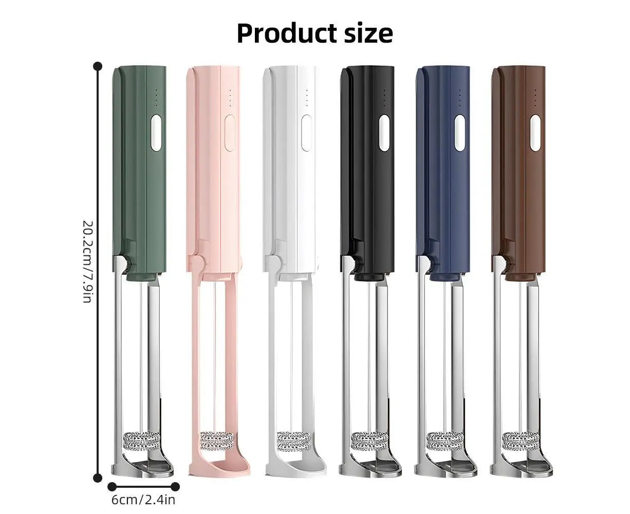 Electric Milk Frother, Rechargeable Handheld Foam Maker, 3 Adjustable Levels, Hangable & Foldable Whisk for Coffee Wholesale Hub