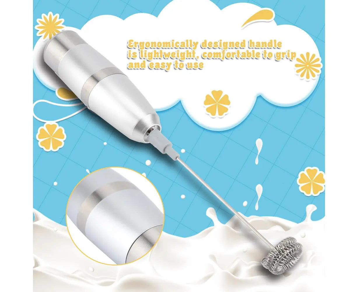 Stainless Steel Handheld Electric Milk Frother, Portable Frother for Cappuccino & Frappe Wholesale Hub