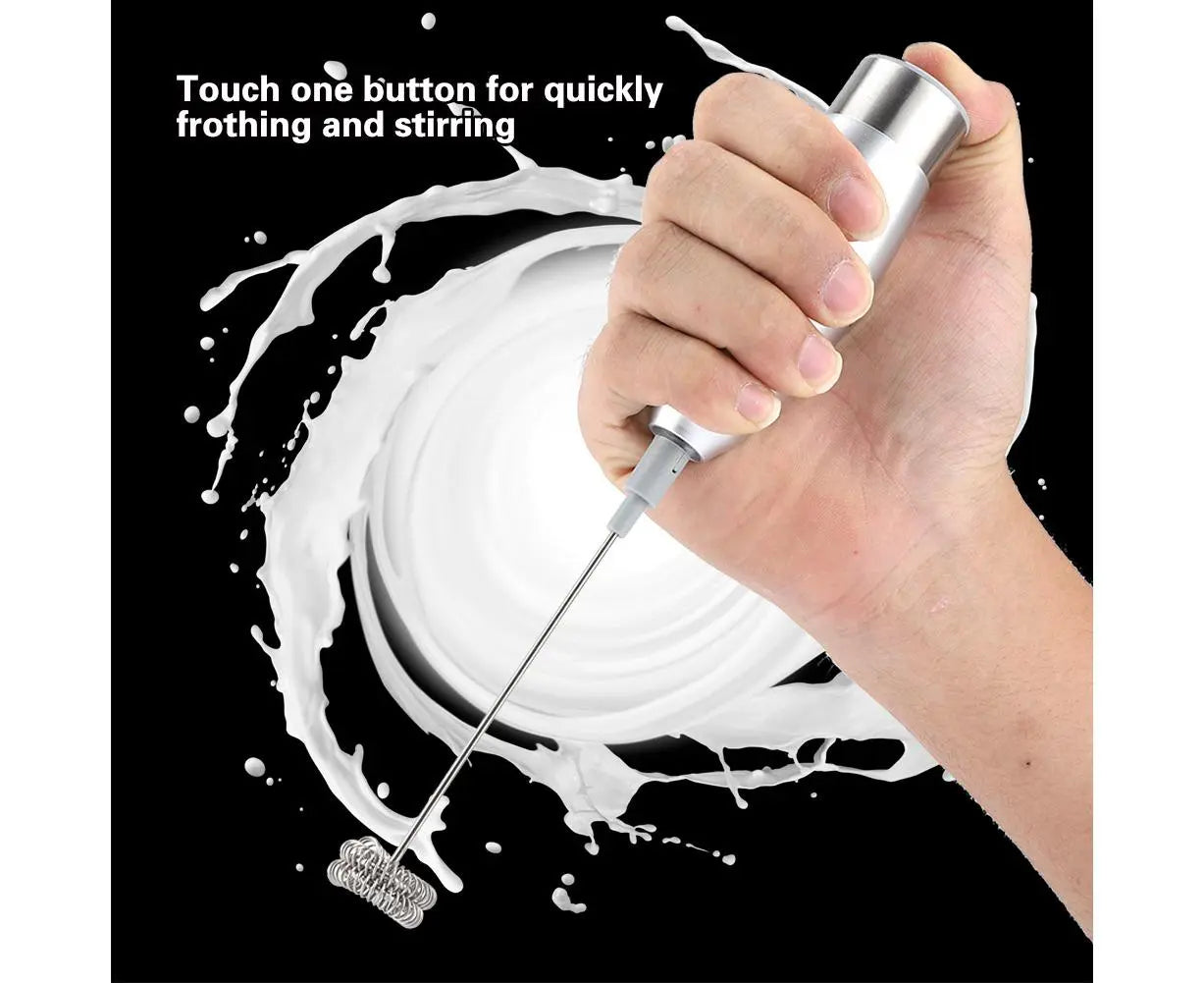 Stainless Steel Handheld Electric Milk Frother, Portable Frother for Cappuccino & Frappe Wholesale Hub