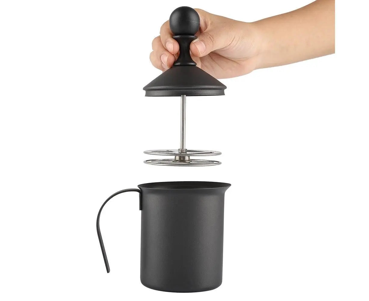 Stainless Steel Manual Double Mesh Milk Frother, Foam Maker for Coffee Decoration (400ml) Wholesale Hub