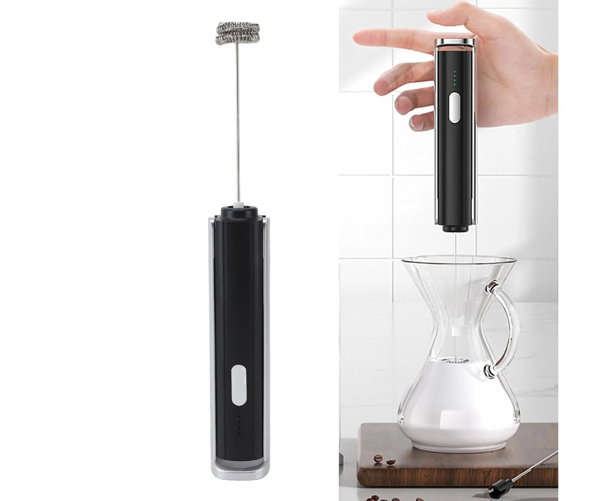 Handheld Milk Frother, Black, Dual Hoop Head, 3 Adjustable Gears, Electric Foam Maker for Coffee Wholesale Hub