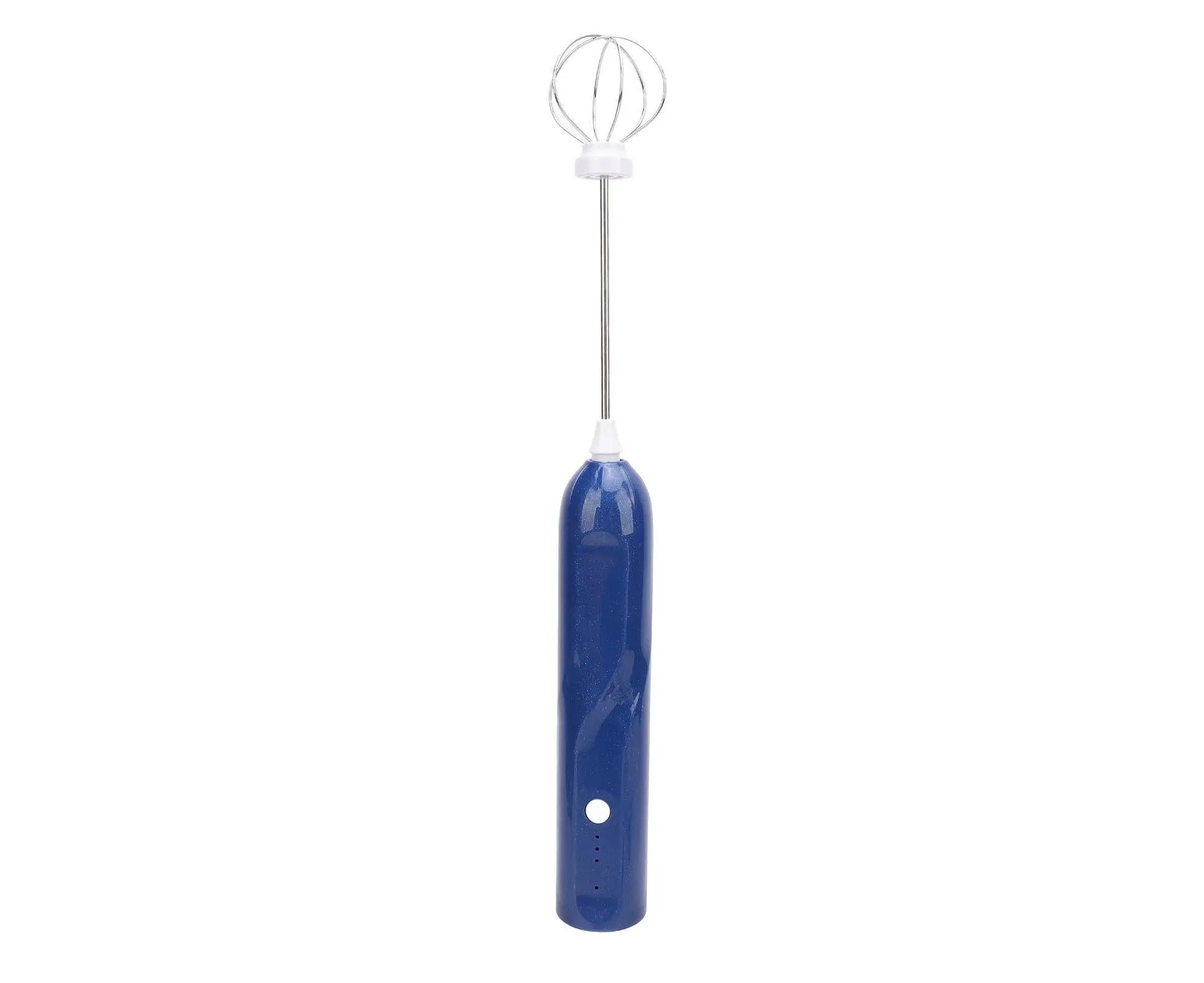Rechargeable Milk Frother, Handheld Wand with 2 Whisk Attachments, Electric Drink Mixer & Foamer for Coffee & Egg, Blue Wholesale Hub