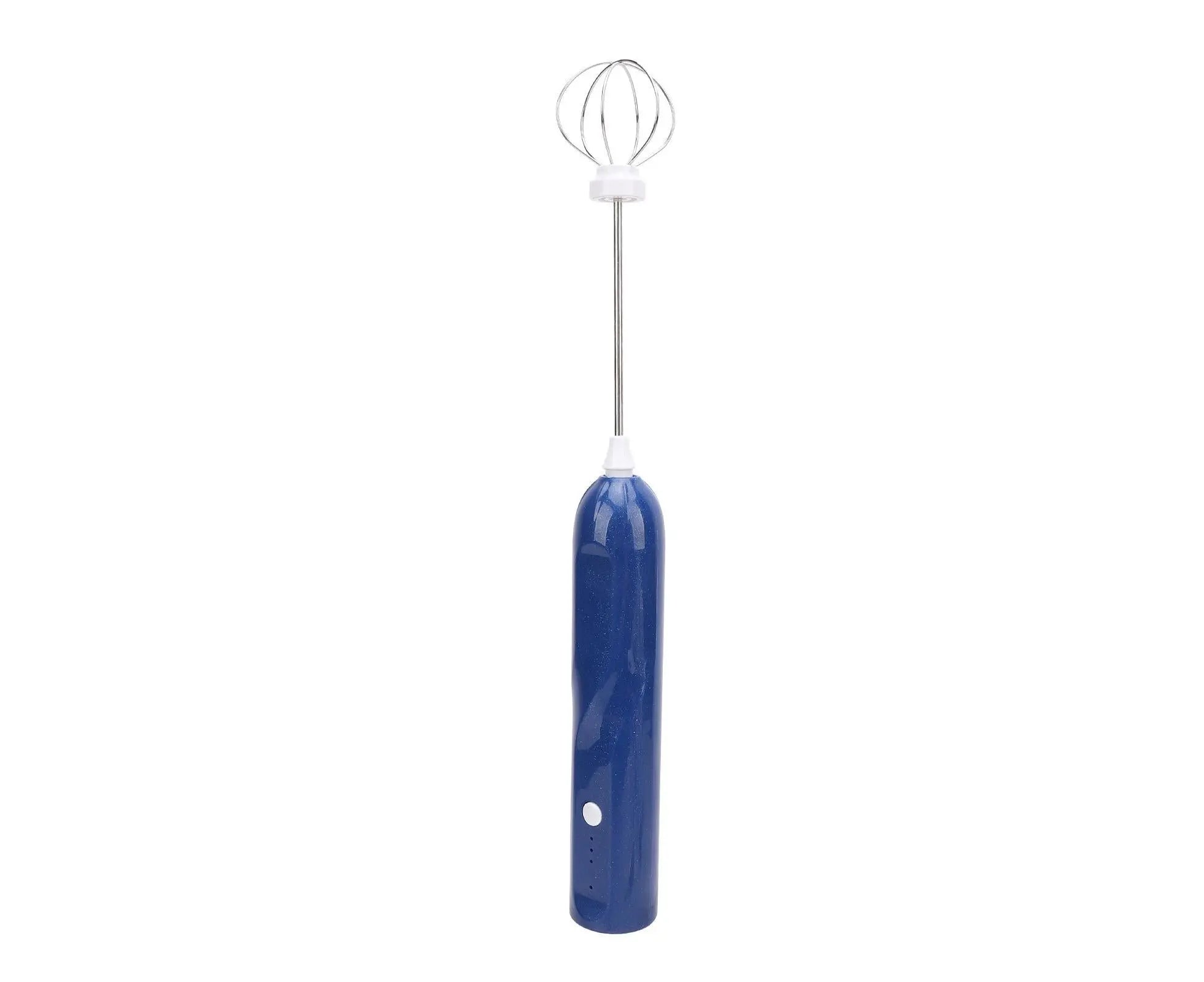 Rechargeable Milk Frother, Handheld Wand with 2 Whisk Attachments, Electric Drink Mixer & Foamer for Coffee & Egg, Blue Wholesale Hub