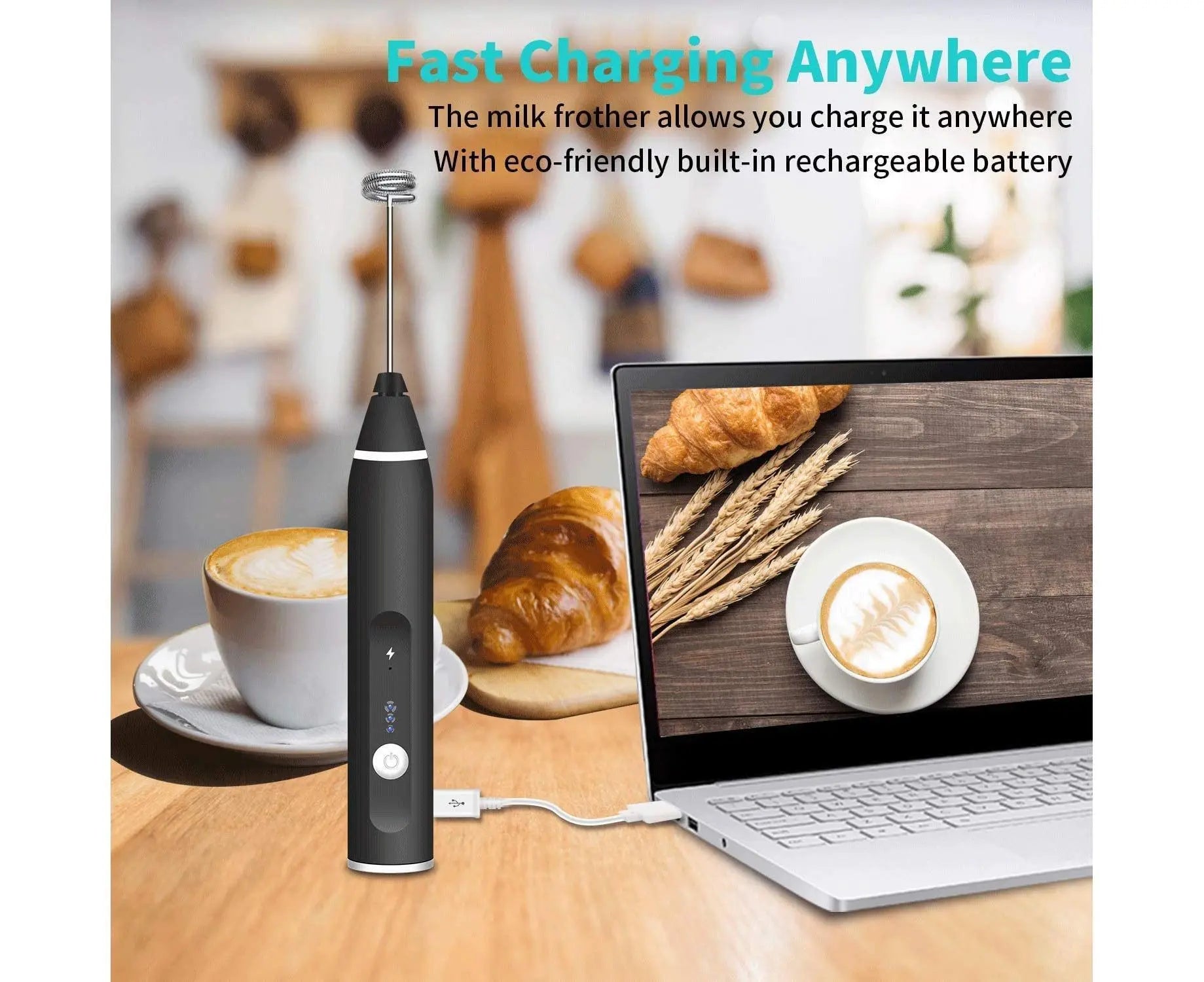 Electric milk frother,USB rechargeable milk frother 2 in 1 Hand-held battery-operated milk frother Wholesale Hub