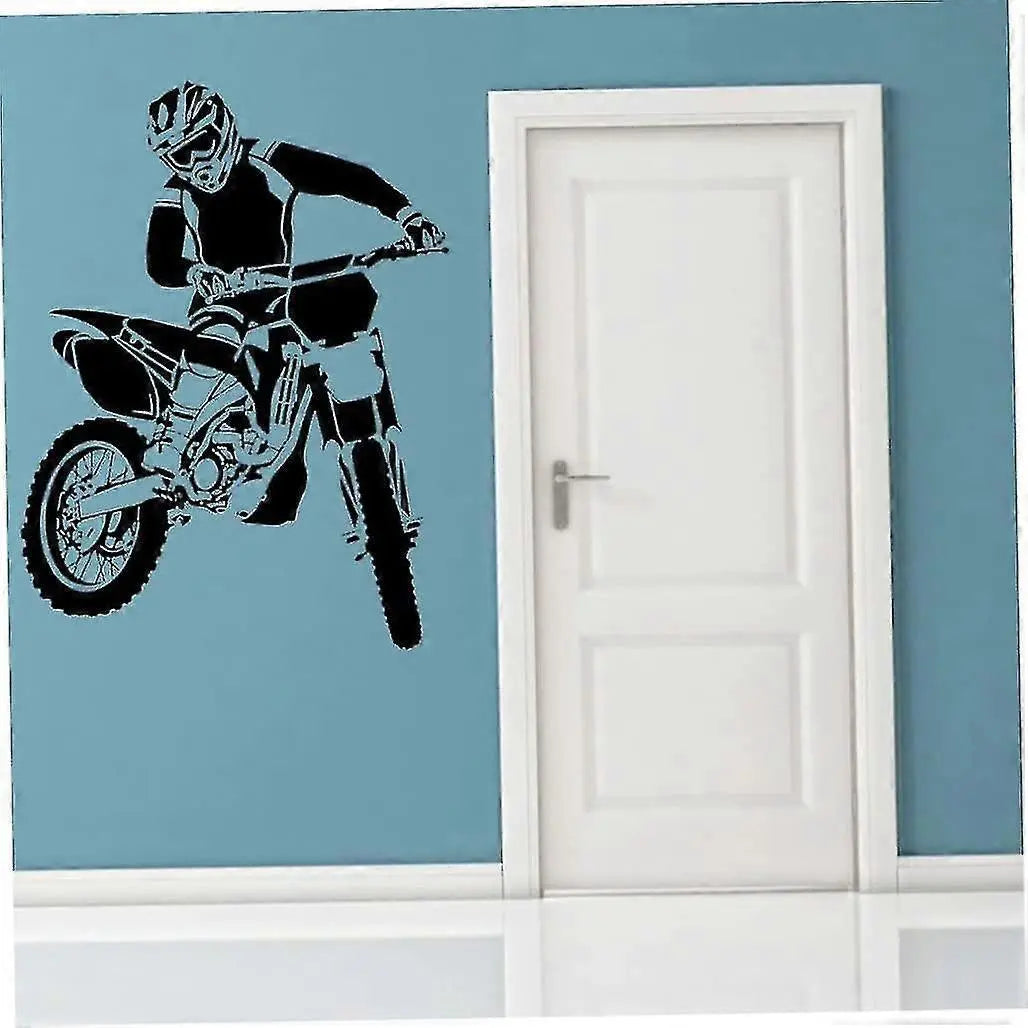 Motorbike Wall Stickers Self Adhesive Pvc Dirt Bike Wall Decal Bedroom Decor Black 58x68cm Dirt Bike Wall Sticker (black) Wholesale Hub