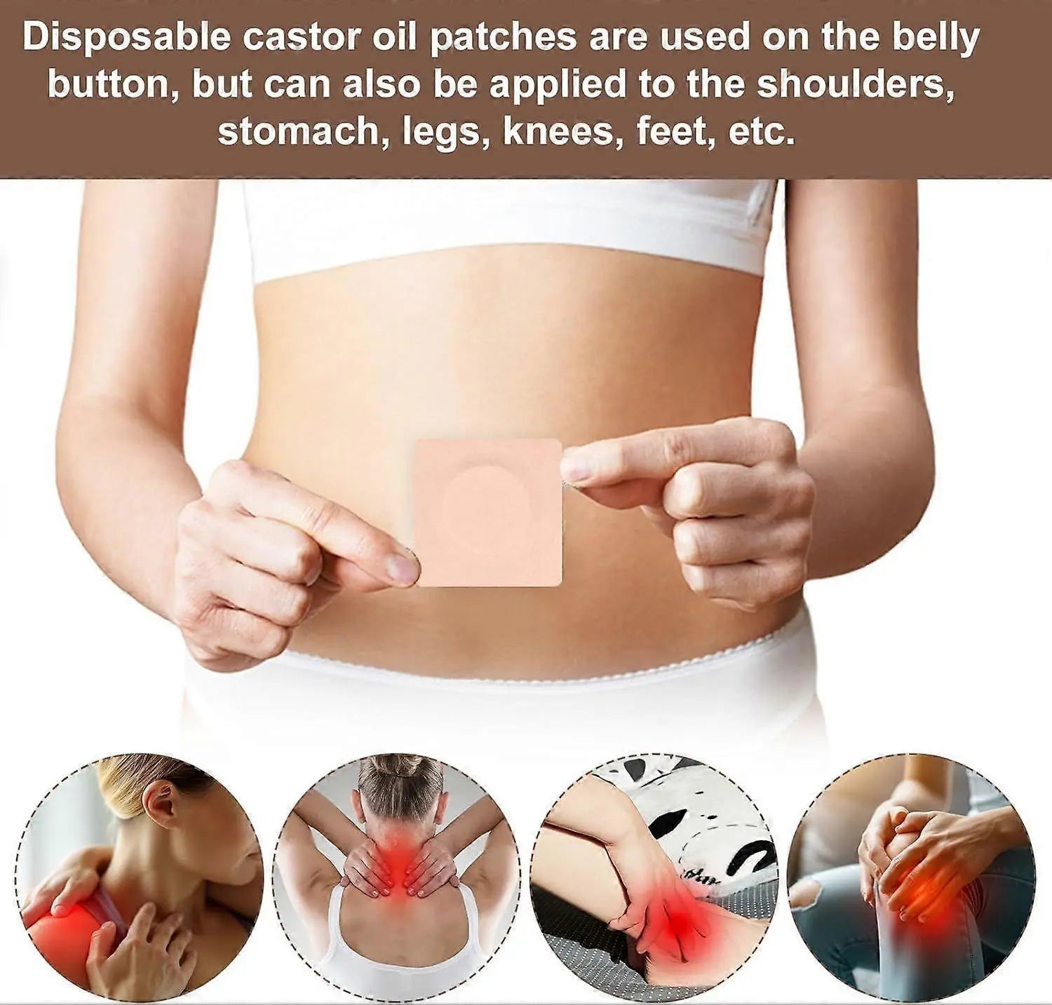 30pcs Castor Oil Pack Wrap for Belly Button, 2.76in Self-Adhesive Castor Oil Wholesale Hub