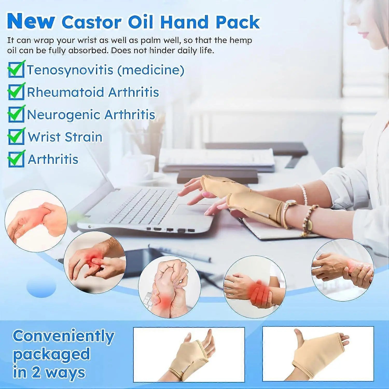 Castor Oil Pack Wrap,10 pcs Reusable Organic Castor Oil Pack Kit with Adjustable Wholesale Hub