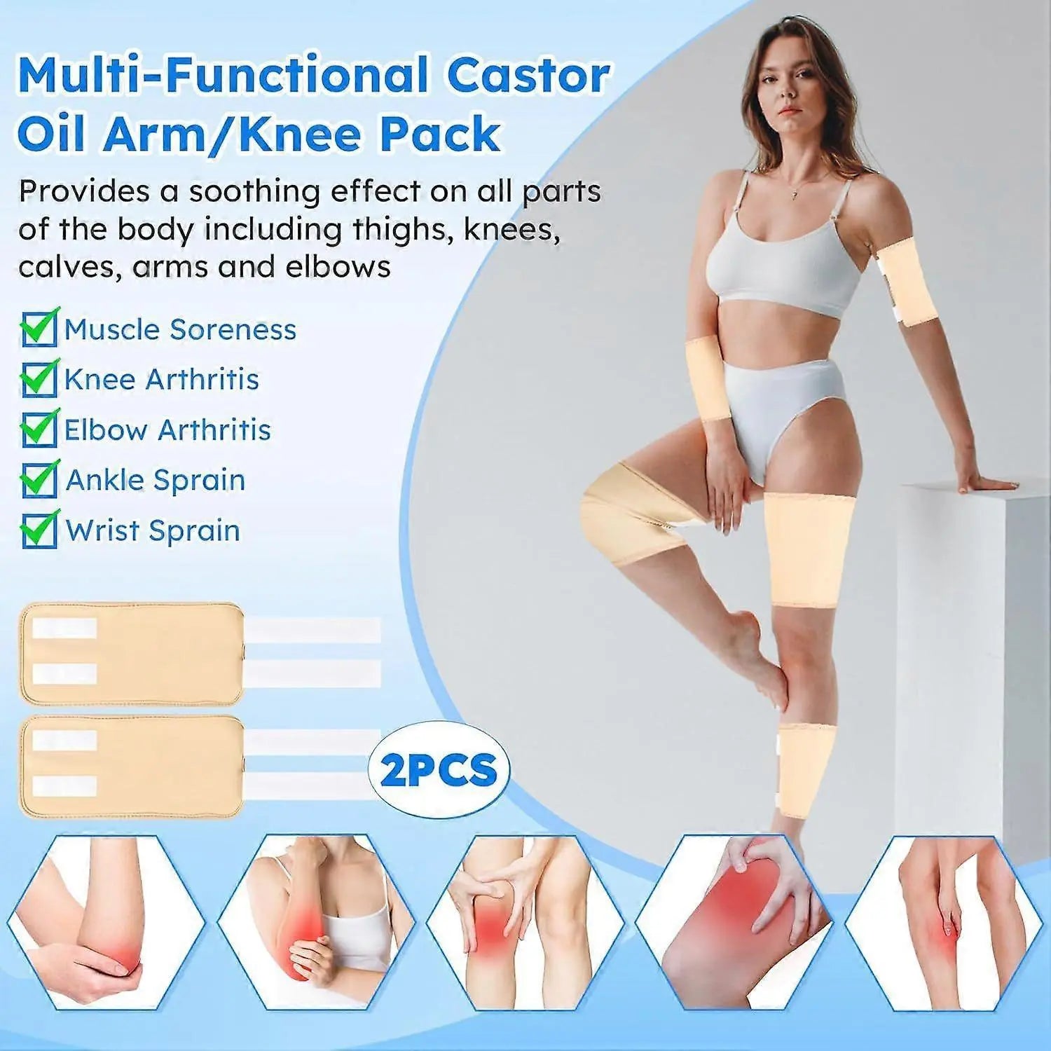 Castor Oil Pack Wrap,10 pcs Reusable Organic Castor Oil Pack Kit with Adjustable Wholesale Hub