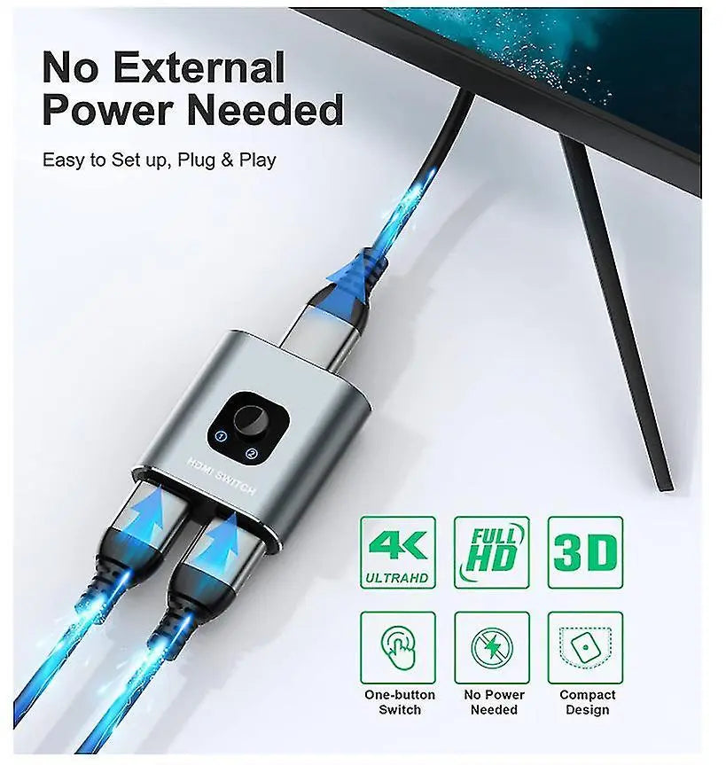 4K 60Hz HDMI Switch Bi-Directional 2 In 1 Out / 1 In 2 Out Wholesale Hub