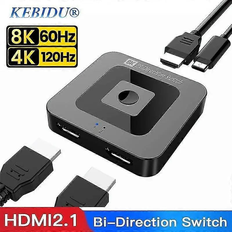 8K 60Hz / 4K 120Hz HDMI Switch 2.1 Bi-Directional 2 In 1 Out for PS4/5 TV Box Wholesale Hub