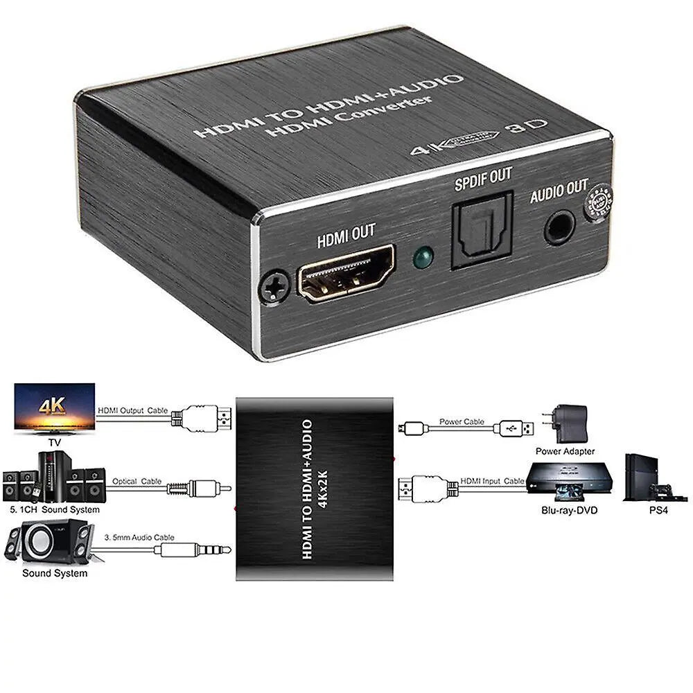 4K HDMI Audio Extractor Converter to HDMI + Optical SPDIF + 3.5mm Wholesale Hub