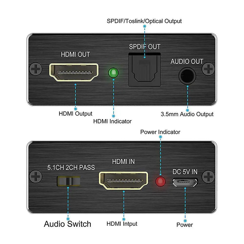 4K HDMI Audio Extractor Converter to HDMI + Optical SPDIF + 3.5mm Wholesale Hub