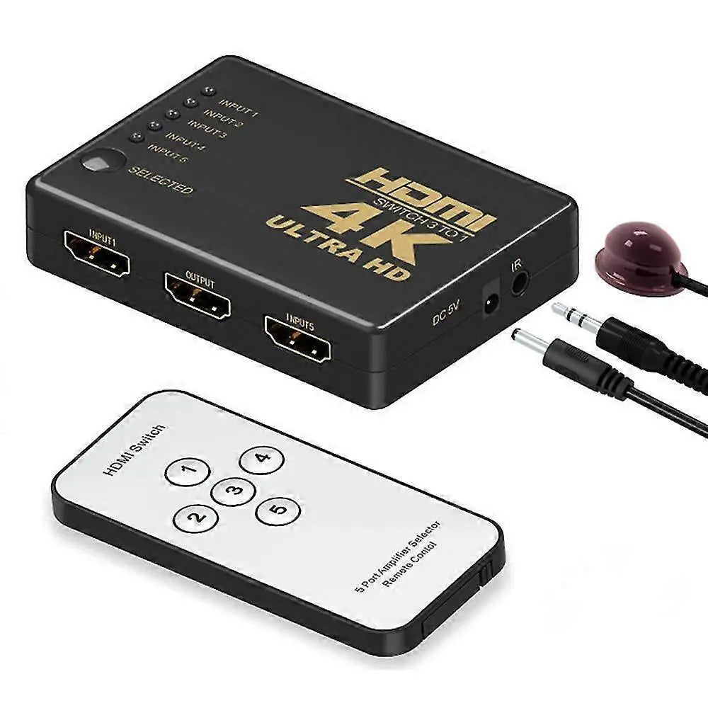 4K HDMI Switch 5 Port with Remote Control Wholesale Hub