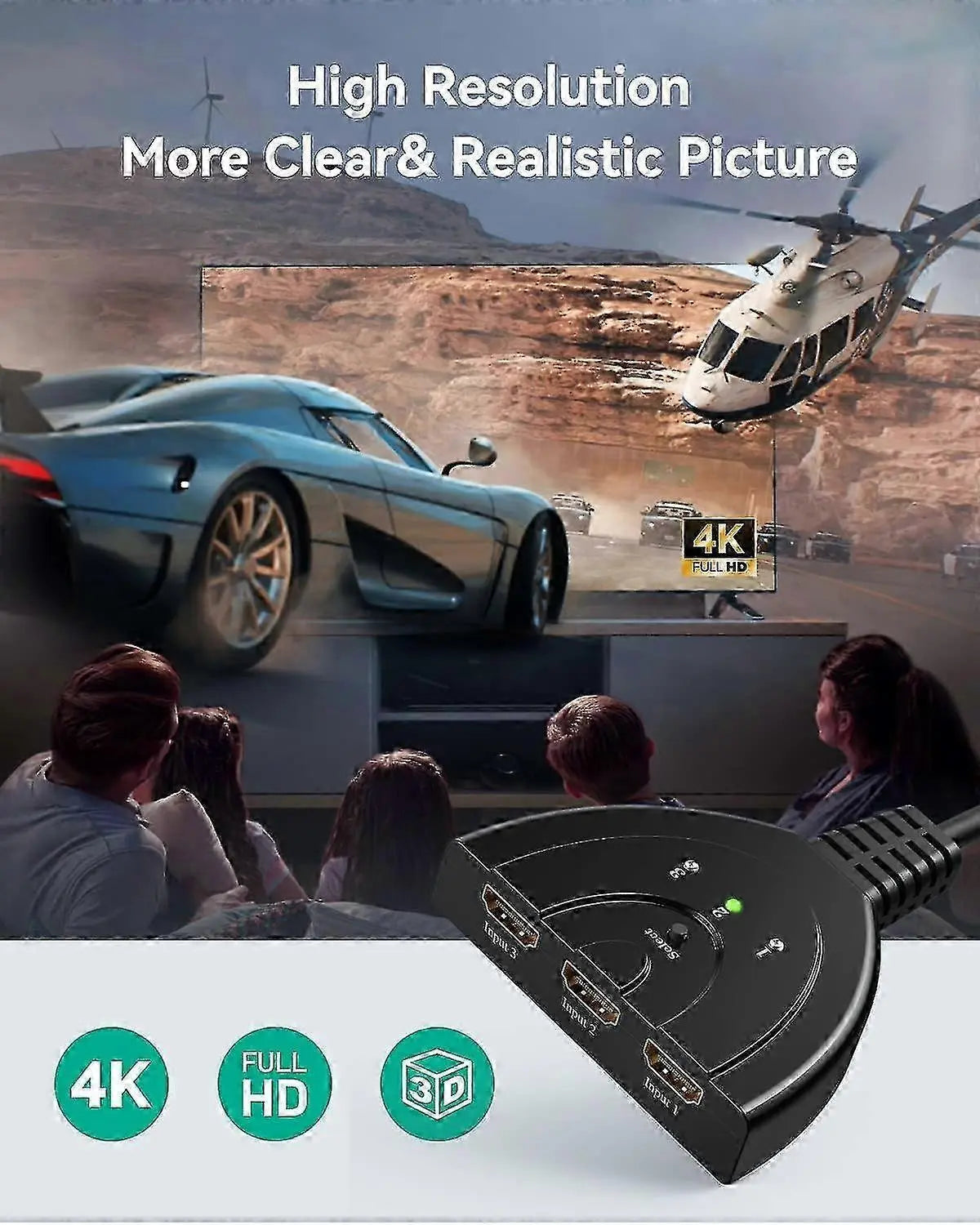 3 In 1 Out HDMI Switcher Wholesale Hub