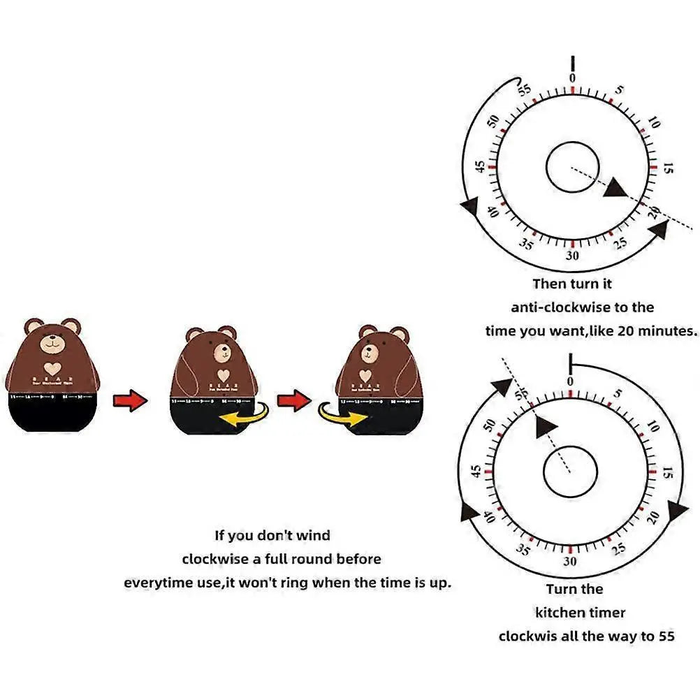 Bear Kitchen Timer - Mechanical Timer for Cooking & Baking Wholesale Hub