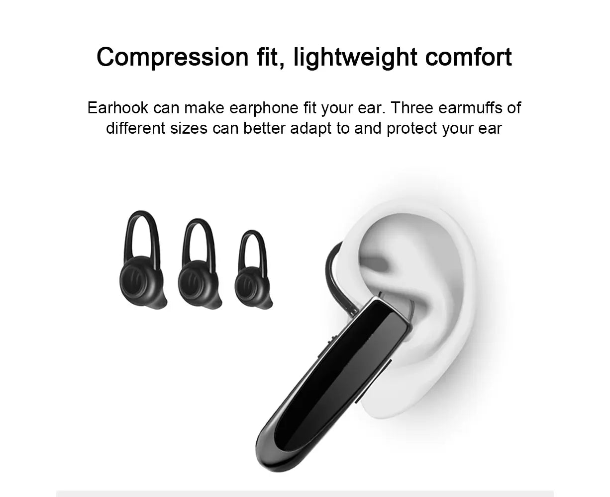 Bluetooth Earpiece - Wireless Handsfree - Noise Cancelling Driving Headset with 24 Hrs Battery Wholesale Hub