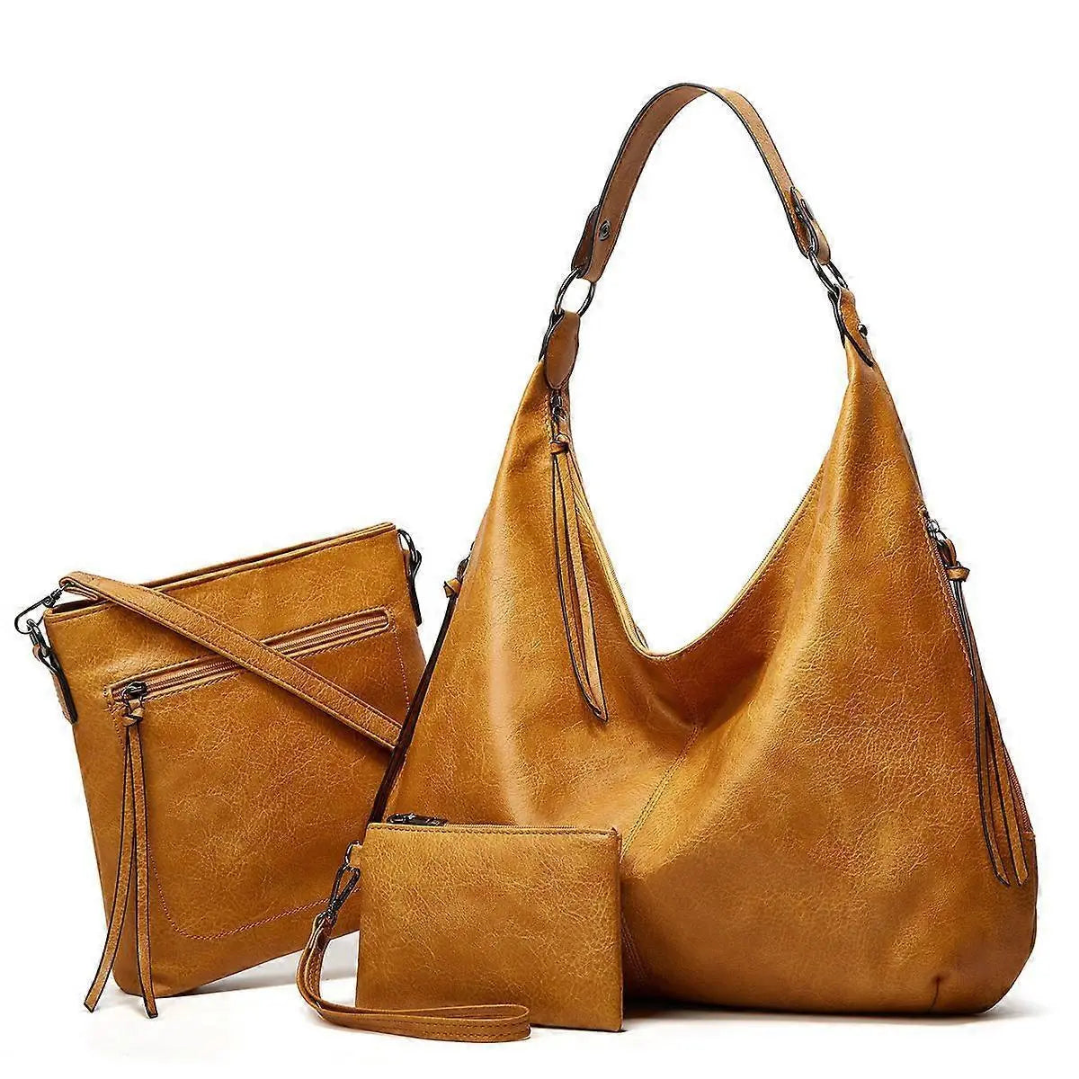 Women's Soft Leather Tote Bags 3pcs Fashion Handbag Wallet Shoulder Purse Set Wholesale Hub