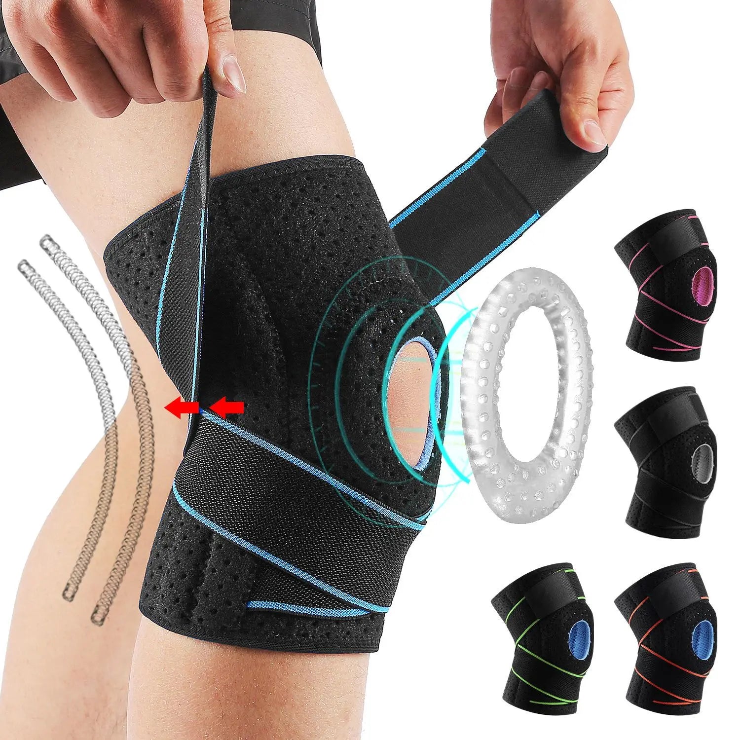Adjustable Knee Brace with Patella Gel Pads - Open Patella Compression Wrap Wholesale Hub